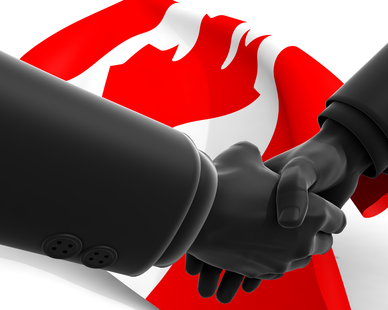 カナダ｜国旗｜握手｜友人 - ナショナルフラッグ / 世界地図 / イラスト / 写真 / 国旗 / フリー素材
